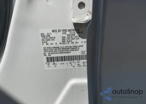 2011 Ford Edge Limited z USA, uszkodzony, nr VIN 2FMDK4KC8BBA94894